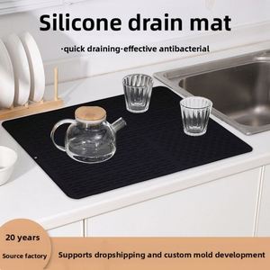 Cross-border Bestseller <b>Large</b> square Kitchen Silicone Draining <b>Mat</b> Dish-drying Pad Non-slip Solid Color Multi-use Heat-resistant - Product Image 2