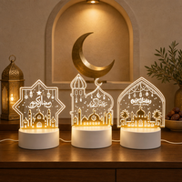 Lampe de nuit LED rechargeable par USB en plastique écologique pour la décoration de la maison musulmane, motif mosquée et croissant de lune, pour le Ramadan et les fêtes islamiques