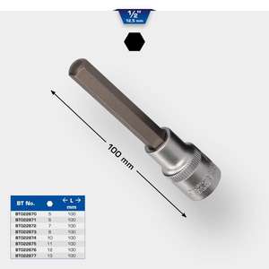BRILLIANT TOOLS - BT022873 Douille hexagonale 1/2 '', 100 mm de long - EAN 4042146776476 HAND SOCKETS 1/2" - Product Image 2