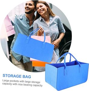 Hot Fashion Eco-Friendly Grocery Storage Supermarket Portable 3mm 4mm 5mm <b>Large</b> Capacity Blue Felt Shopping Bag - Product Image 5