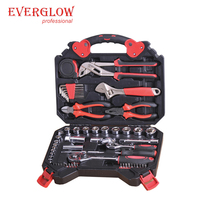 Boîte en plastique portable électronique domestique de haute qualité, kit d'outils manuels de réparation automobile, ensemble de 19 pièces avec ruban de clé à marteau