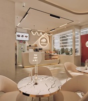 Intérieur de boulangerie personnalisé comptoir moderne en marbre comptoir en bois vitrine de café armoires à dessert en verre