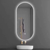 Miroir de salle de bain rétro en forme d'arche - Miroir de salle de bain mural simple avec éclairage LED
