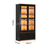 Vitrine Humidor à Double Porte avec Éclairage, en Cèdre Espagnol, pour Magasin de Cigares, Présentoir à Cigares, Humidificateur et Rangement