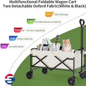 헤비 듀티 스틸 메쉬 접이식 웨건 카트 360도 회전 바퀴 손쉬운 당김 손잡이 쇼핑 정원 해변 시장 캠핑 야외용 - Product Image 5