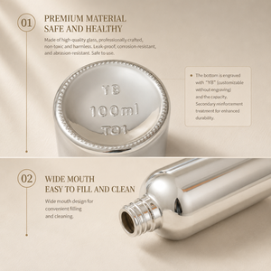 Botella de Vidrio Cosmética Plateada al por Mayor OEM <span class=keywords><strong>con</strong></span> Pulverizador de Niebla Fina, Bola Rodante y Gotero <span class=keywords><strong>para</strong></span> Perfumes y Aceites Esenciales, Logotipo Personalizado - Product Image 5