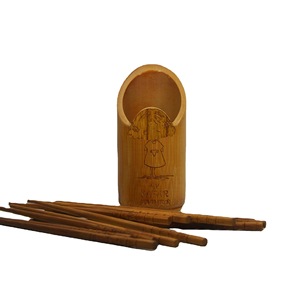 Bamboo Chopstick Holder Round With Wooden Lid For Kitchen Draining Rack - Product Image 5