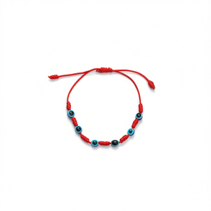 Braccialetto a cinque occhi del Festival delle Sette Stelle con filo rosso e perline blu per donna, gioielli alla moda - Product Image 2