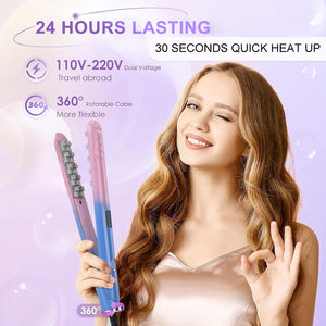 Venta al por mayor de fábrica Uso doméstico Calentador PTC automático Temperatura LCD 2 en 1 Herramienta de peinado multifuncional Rizador de cabello USB - Product Image 3