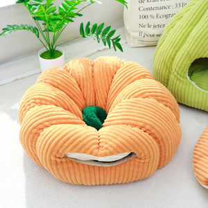 Pumpkin <b>Cat</b> <b>Bed</b> Winter Warmth Thickened Semi Enclosed <b>Cat</b> Sleeping Nest Pet House for Kitten Puppy Warm Pet <b>Cat</b> <b>Bed</b> Cave - Product Image 4