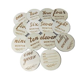 Carta di annuncio nascita del neonato TK carte pietra miliare del bambino in legno stagionali blocchi di carta di legno uso quotidiano - Product Image 1