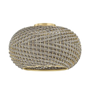 Brass & Ribbed Glass Drum Modern Luxury Flush Mount <b>Ceiling</b> <b>Light</b> | Opulent Lighting for Hotel Lobby & Premium Area - Product Image 4