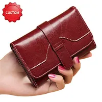 Lüks kart sahibinin marka üç katlı cüzdan çanta kadın RFID engelleme kredi kart tutucu Mini para klipler