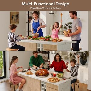 NEXGRAND <span class=keywords><strong>Isola</strong></span> da Cucina 72'' con Spazio di Archiviazione, Stile Moderno, Grigia, con Portabottiglie, Luce LED Integrata, Piano in Legno Ingegnerizzato - Product Image 6