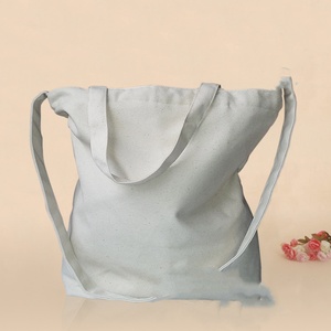 Vente en gros de sacs à provisions réutilisables avec logo imprimé personnalisé sac fourre-tout en toile de coton blanc uni avec personnalisation - Product Image 5