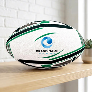 Balón de Rugby Personalizado con Logotipo, Impresión de Identidad de Marca de Equipo, Balón de Rugby de Entrenamiento y Partido de Caucho Sintético de Alta Calidad - Product Image 1