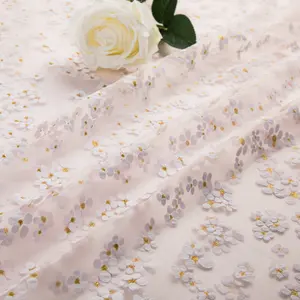 2023 Mới Đẹp Hoa Thêu Nylon Lưới Long Lanh Cưới Vải Tuyn Vải Cho Trang Phục May Mặc - Product Image 4