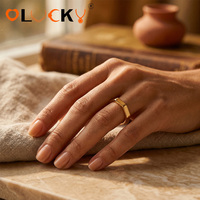 Bague hexagonale géométrique minimaliste en acier inoxydable plaqué or 18 carats, résistante à la corrosion et imperméable, bijoux personnalisés LUCKYJIU pour femmes