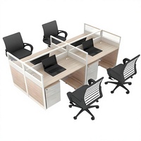 Office Cubicle Workstation Work Computer Desk Modern Wooden Employee Seat Partition Station Table Furniture Set with Storage