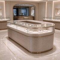 Projet de design d'intérieur pour bijouterie de luxe sur mesure, fabrication complète de vitrines, solution clé en main pour espace commercial