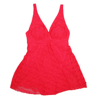 Maillot de bain rouge personnalisé en dentelle crochetée imprimée avec bijoux, ensemble tankini fluide pour femme, vente en gros, approvisionnement en vrac