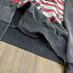 Usine Design Haute Qualité Sérigraphie Washed Hoodie Zip Up Boxy Hoodie Pour Hommes - Product Image 5
