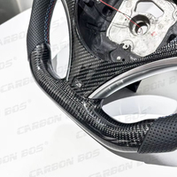 Volant de course avancé en fibre de carbone forgée avec indicateur LED et cuir premium à fond plat