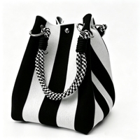 Sac seau tricoté rayé style coréen, sac à main tissé tendance pour femme, sac à bandoulière, mini sac fourre-tout pour les vacances et le quotidien