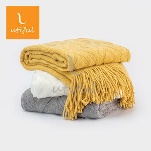 Ultra doux <span class=keywords><strong>grand</strong></span> jacquard diamant évider GEO tricotage chaîne gland jeter couverture pour canapé - Product Image 3