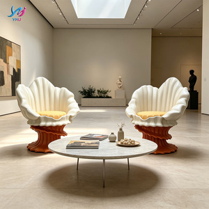 Fauteuil de salon sculptural moderne de luxe en fibre de verre, forme vague, design plaqué, couleur personnalisée, écologique, pour chambre et salon - Product Image 1