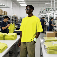 T-shirt décontracté homme printemps/été 2022, coupe ample, manches courtes, couleur unie, tissu tricoté 100 % coton épais, anti-boulochage