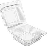 5x5 pouces en plastique transparent à charnière à emporter conteneurs alimentaires boîte à clapet plateau à emporter pour dessert, gâteaux, biscuits, salades, pâtes