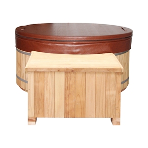 Bain froid en bois avec refroidisseur 0,8 CV, 1100 mm, combo bain à remous et bain de glace, pour 2 personnes - Product Image 1