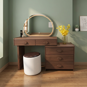 Modern Makeup <b>Vanity</b> <b>Table</b> With Lighted <b>Mirror</b> Storage Desk For Bedroom Furniture - Product Image 3