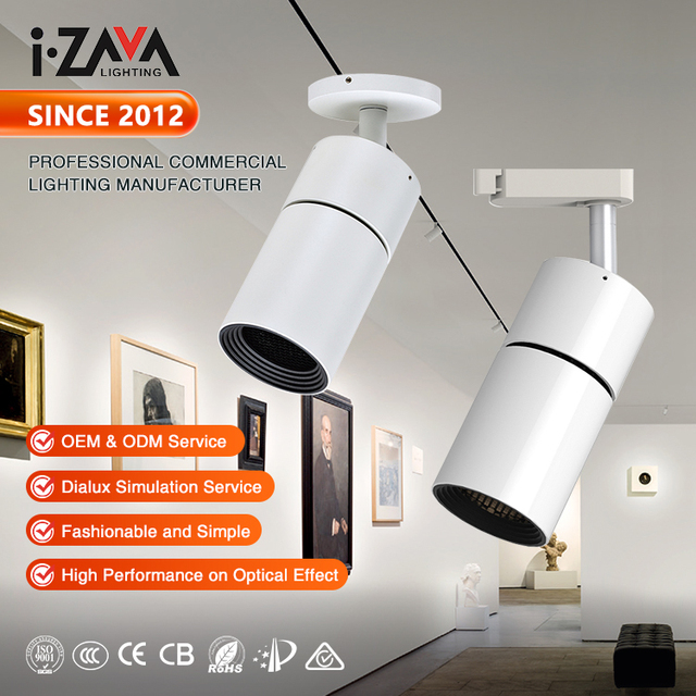 Rail Mounting Spotlights Shop Studio Indoor White Aluminum COB 12W Led Track Light