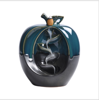 Encensoir en céramique créatif en forme de pomme pour bakhoor, brûleur d'encens à refoulement, support pour cônes, diffuseur écologique à effet cascade