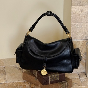 Bolso de Mano de Cuero Genuino para Mujer, con Cierre de Cremallera, Gran Capacidad, Diseño de Almohada, para Viajes Diarios - Product Image 1