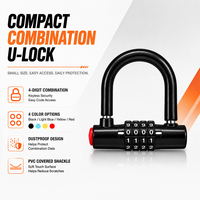 Ensemble combiné cadenas en U et mini-pompe à vélo, kit de sécurité antivol portable pour le cyclisme