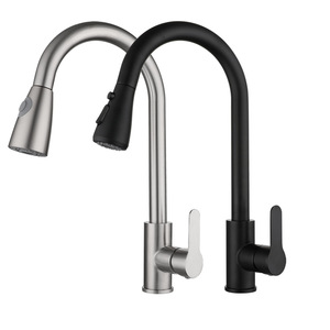 Kitchen Faucet Single Handle Pull Out <b>Spray</b> Deck <b>Mounted</b> Contemporary Stainless Steel 2.0-2.9gal/m - Product Image 1