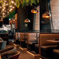 Meubles de restaurant en bois massif moderne Philippines ensemble de chaises et de tables café café canapé banquette pour projet d'hôtel