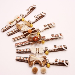 Lindo <span class=keywords><strong>Collar</strong></span> para mascotas, hebilla de seguridad, <span class=keywords><strong>collar</strong></span> de pajarita marrón transfronterizo, cuentas colgantes, <span class=keywords><strong>collar</strong></span> de gato de poliéster de dibujos animados de encaje - Product Image 2