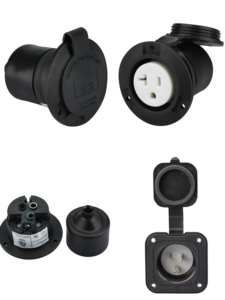 Prise d'alimentation industrielle noire 15 A 125 V 3 fils NEMA 5-15P/5-20P pour camping-car, en métal et ABS, à <span class=keywords><strong>lame</strong></span> droite - Product Image 2