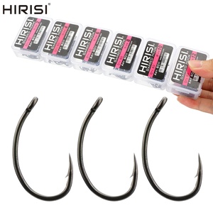 50 pièces/boîte Hirisi Hameçons à pointe barbelée pour la pêche à la carpe, acier à haute teneur en carbone, revêtement PTFE, hameçons tranchants pour la pêche à la carpe 8011 - Product Image 1
