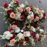 Chemin de table en fleurs artificielles J-FR040 pour décoration de mariage, chemin de table en fleurs de soie, chemin de table en fausses fleurs, chemin de table floral pour allée de mariage