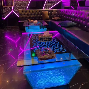 LED Light Up KTV Glass Table Furniture