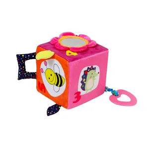 ボタン、鏡、バケツ、幼児用レース付きのアクティビティクロスソフトぬいぐるみブロックキュービクリー教育玩具