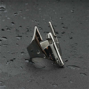 Mask <b>Ring</b> <b>Titanium</b> Steel Geometric Design Men's Punk Style Silver Color 260110 - Product Image 3
