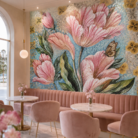 Peinture murale décorative personnalisée de luxe en mosaïque florale découpée à la main pour la maison, l'hôtel, le restaurant, les espaces commerciaux