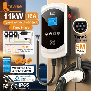 Chargeur mural pour véhicule électrique feyree 11kW DLB, chargeur EV Type 2, charge intelligente triphasée, étanche IP65, RFID, minuterie, écran 2,8 pouces, WIFI - Product Image 1