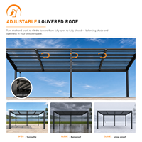 Pergola de luxe en aluminium à lames orientables, toit réglable manuellement, gazebo de jardin écologique 3x6m, vue panoramique coucher de soleil extérieur